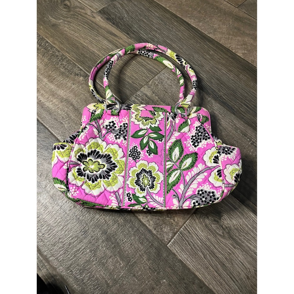 Vera Bradley English Rose Quilted Cotton Satchel Handbag Pink Floral
